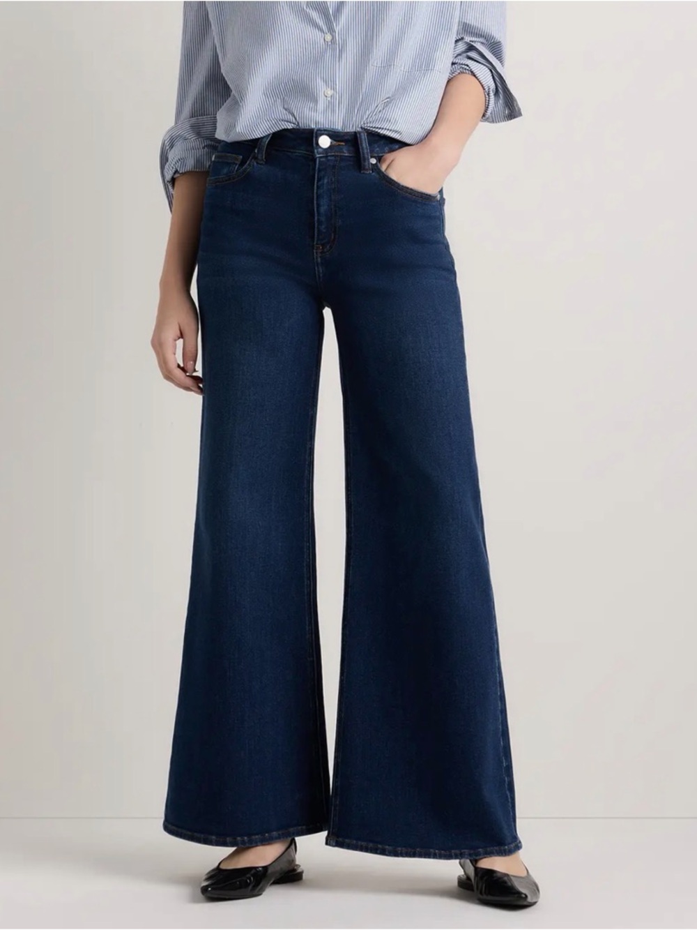 Quince Bella Stretch Palazzo Jeans in Midnight Blue: 28